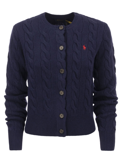 Shop Polo Ralph Lauren Wool And Cashmere Cardigan In Navy Blue