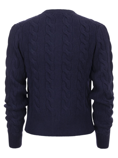 Shop Polo Ralph Lauren Wool And Cashmere Cardigan In Navy Blue