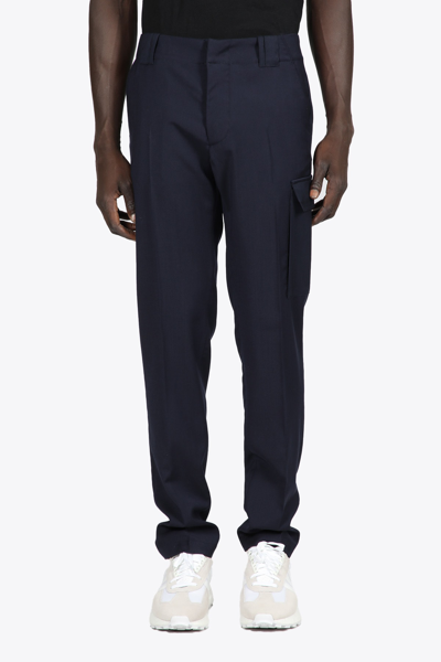 Shop Mauro Grifoni Pantalone Tasconi Navy Blu Tailored Cargo Pant