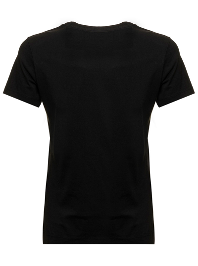 Shop Kenzo Black T-shirt In Jersey With Applied Logo Crest To The Chest  Woman