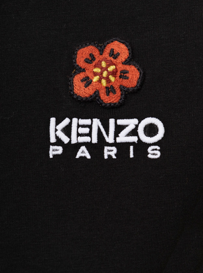 Shop Kenzo Black T-shirt In Jersey With Applied Logo Crest To The Chest  Woman
