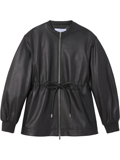 Shop Proenza Schouler White Label Long Sleeve Leather Jacket In Black
