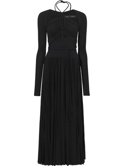 Shop Proenza Schouler Pleated Halter-neck Jersey Dress In Black