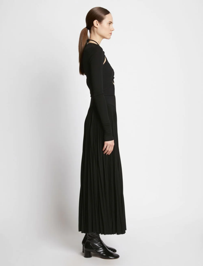 Shop Proenza Schouler Pleated Halter-neck Jersey Dress In Black