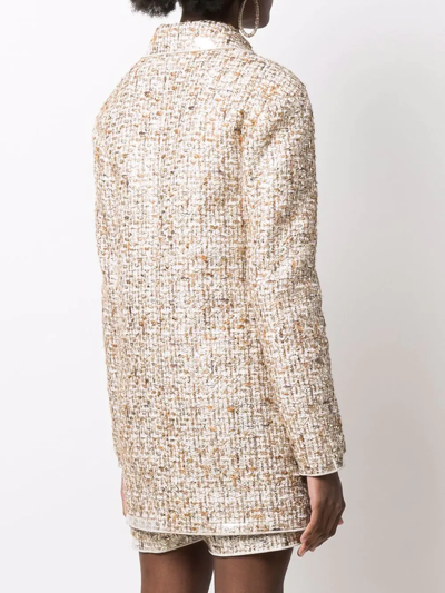 Giambattista Valli Gold-toned Button Tweed Single-breasted Coat In Neutrals