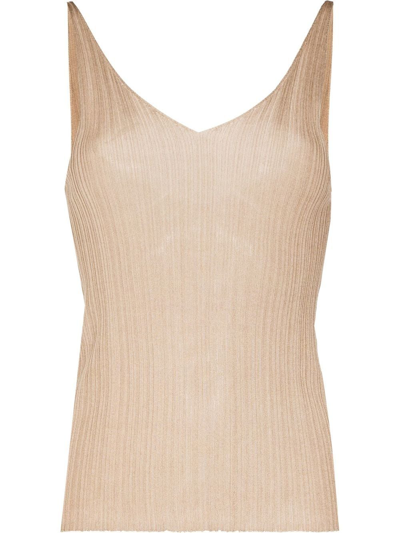 Shop St Agni Pleated Knitted Camisole In Neutrals