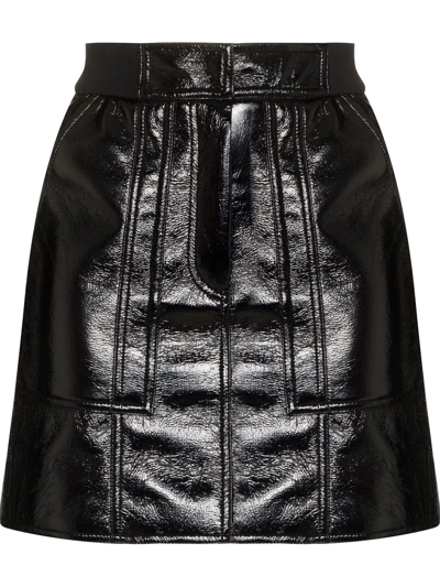 Shop Lvir Glossed-leather Miniskirt In Black