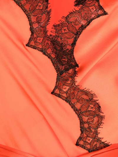 Shop Gilda & Pearl Lace-trim Tie-fastening Robe In Orange
