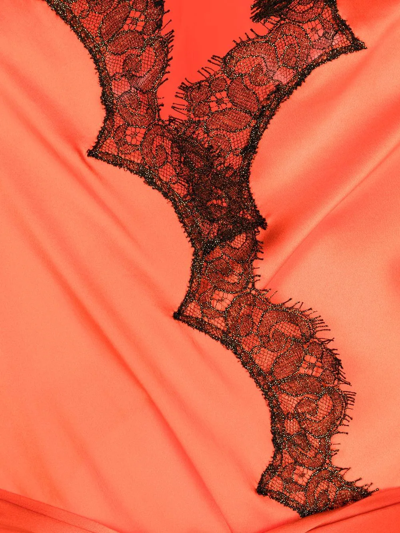 Gilda & Pearl Lace-trim Tie-fastening Robe In Orange