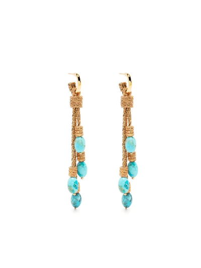 Shop Aurelie Bidermann Bead-embellished Drop Earrings In Gold
