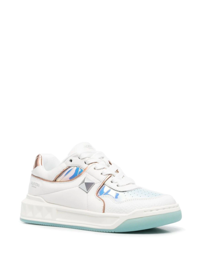 Valentino Women's One Stud Metallic Low Top Sneakers In White