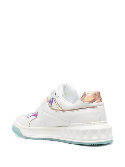 Valentino Women's One Stud Metallic Low Top Sneakers In White