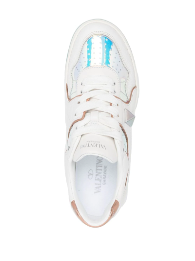 Valentino Women's One Stud Metallic Low Top Sneakers In White
