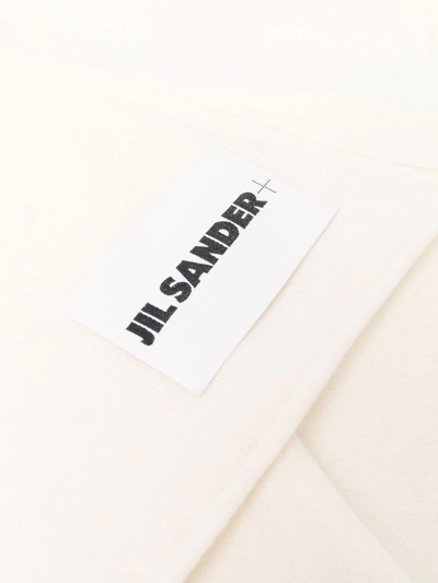Shop Jil Sander Cashmere Logo-patch Scarf In White