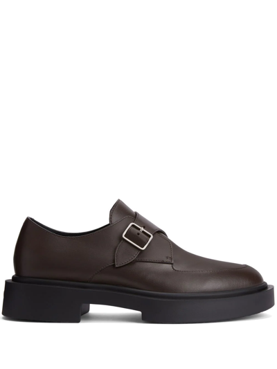Shop Giuseppe Zanotti Adric Leather Monk Shoes In Brown