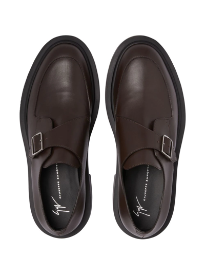 Shop Giuseppe Zanotti Adric Leather Monk Shoes In Brown