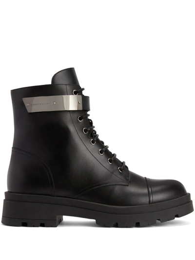Shop Giuseppe Zanotti Ruger Leather Ankle Boots In Black