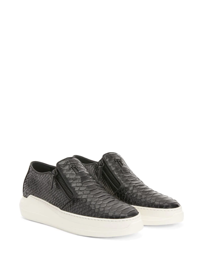 Shop Giuseppe Zanotti Conley Snakeskin-effect Slip-on Loafers In Black