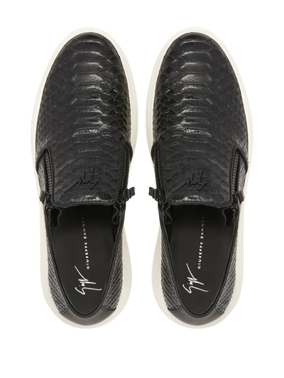 Giuseppe Zanotti Conley Snakeskin-effect Slip-on Loafers In Black