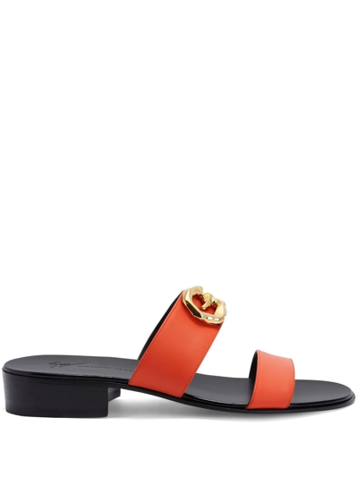 Shop Giuseppe Zanotti Gregorie Double-strap Sandals In Orange