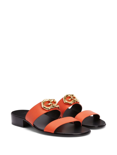 Shop Giuseppe Zanotti Gregorie Double-strap Sandals In Orange