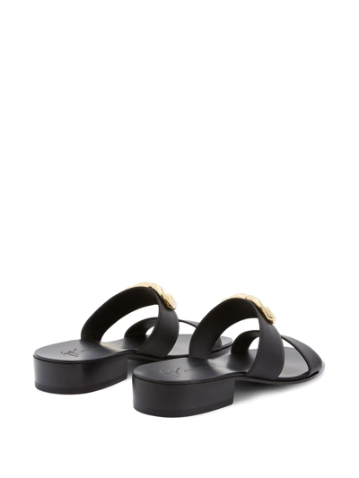 Shop Giuseppe Zanotti Gregorie Leather Sandals In Black