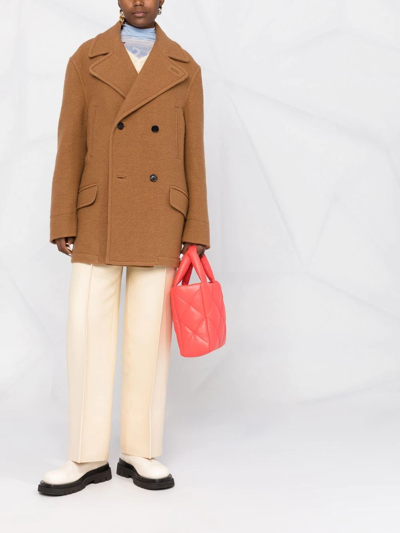 Shop Marni Double-breasted Short Coat In Brown