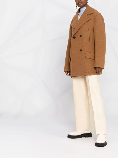 Shop Marni Double-breasted Short Coat In Brown