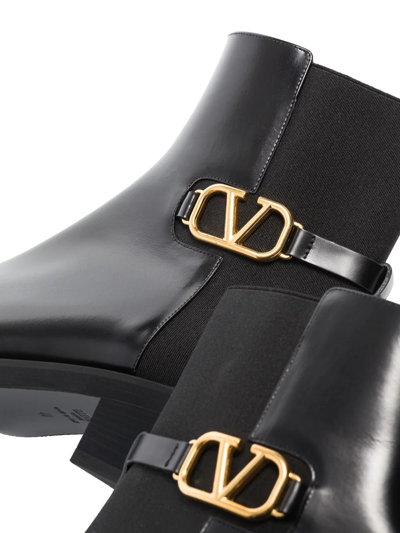 Shop Valentino Vlogo-plaque Ankle Boots In Black
