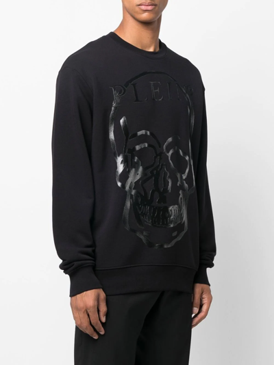 Shop Philipp Plein Skull-print Crew Neck Sweatshirt In Black