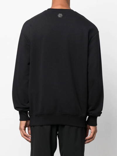 Shop Philipp Plein Skull-print Crew Neck Sweatshirt In Black