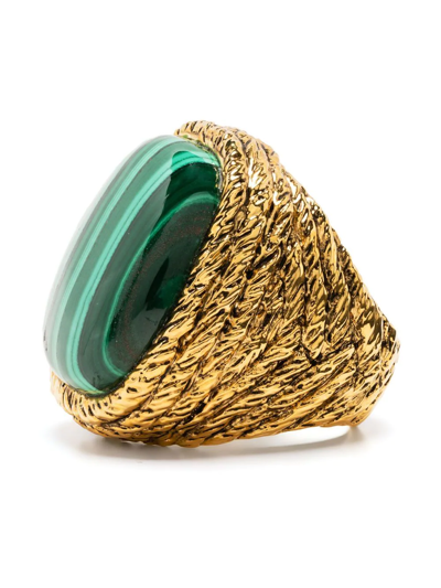Shop Aurelie Bidermann Crystal-embellished Signet Ring In Gold