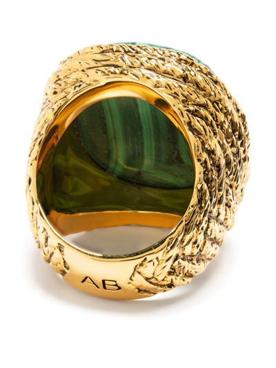 Shop Aurelie Bidermann Crystal-embellished Signet Ring In Gold