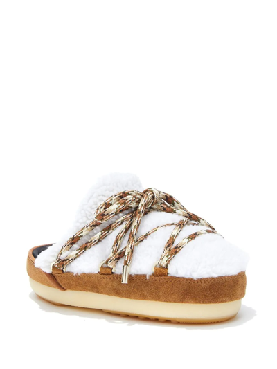 Moon Boot Shearling Mule Slippers In Brown