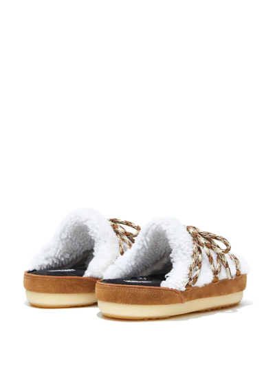 Moon Boot Shearling Mule Slippers In Brown