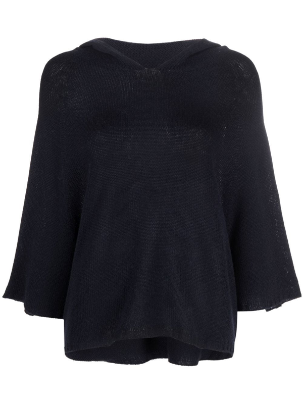 FABIANA FILIPPI hooded short-sleeve knitted jumper - Blue