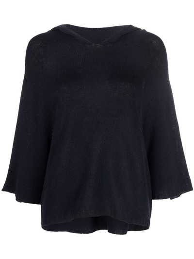 Shop Fabiana Filippi Hooded Short-sleeve Knitted Jumper In Blue