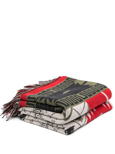 Shop Alanui Heading North Knitted Blanket In Red