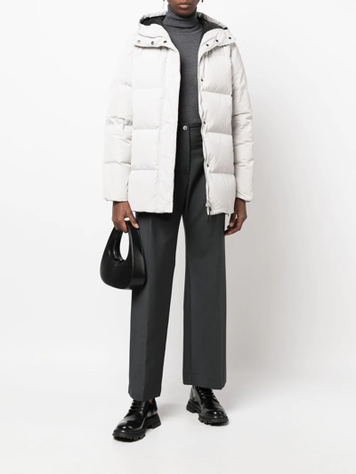 Aspesi Quilted-finish Hooded Coat In Grey
