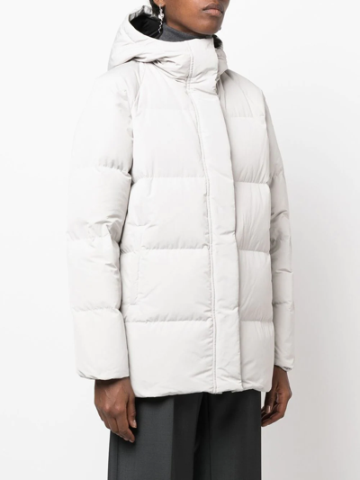 Shop Aspesi Quilted-finish Hooded Coat In Grey