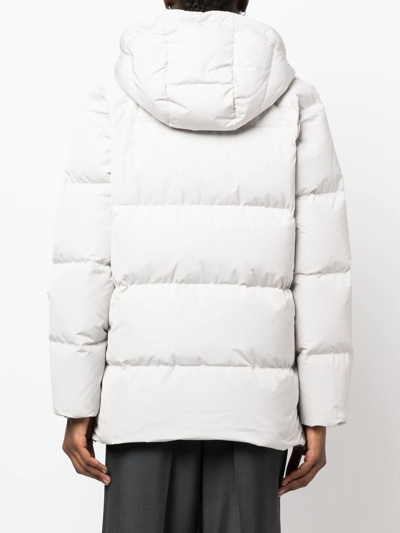 Shop Aspesi Quilted-finish Hooded Coat In Grey