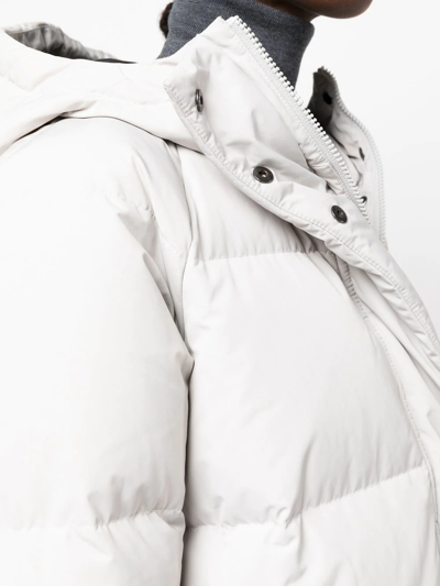 Aspesi Quilted-finish Hooded Coat In Grey
