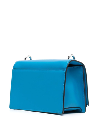 Shop Karl Lagerfeld K/signature Leather Shoulder Bag In Blue