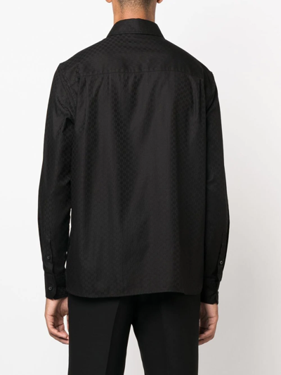 Shop Karl Lagerfeld Long-sleeve Organic Cotton Shirt In Black