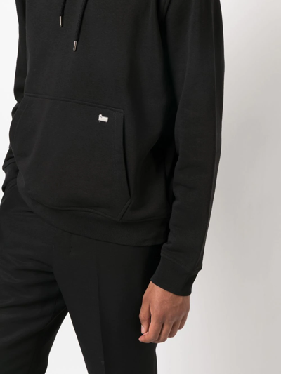 Shop Woolrich Embroidered-logo Fleece Hoodie In Black