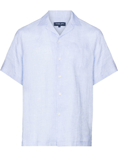 Shop Frescobol Carioca Angelo Linen Shirt In Blue