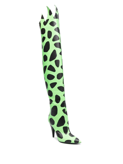 Shop Moschino Animal-print 105mm Boots In Green