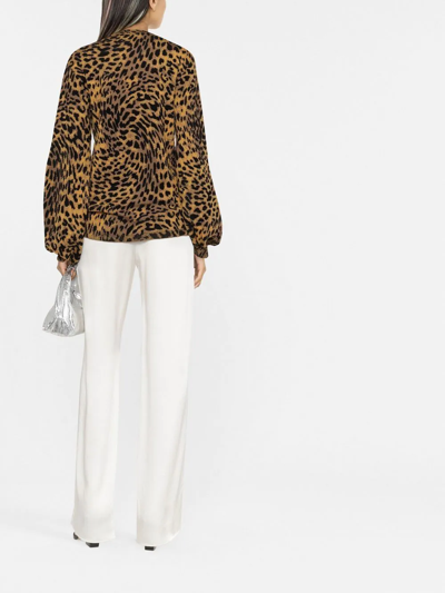 Shop Stella Mccartney Leopard-print Knitted Jumper In Black
