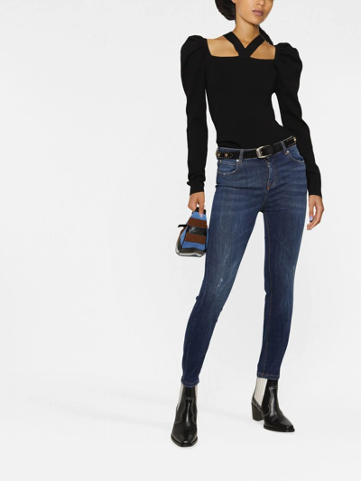 Shop Pinko Sabrina Distressed Skinny Jeans In Blue