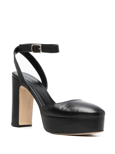Shop P.a.r.o.s.h Leather 115mm Block Heels In Black
